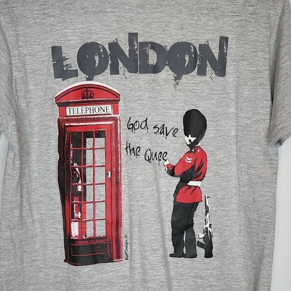 London Calling God Save the Queen UK Designs Women's Grey T-Shirt Size Medium - Picture 2 of 5